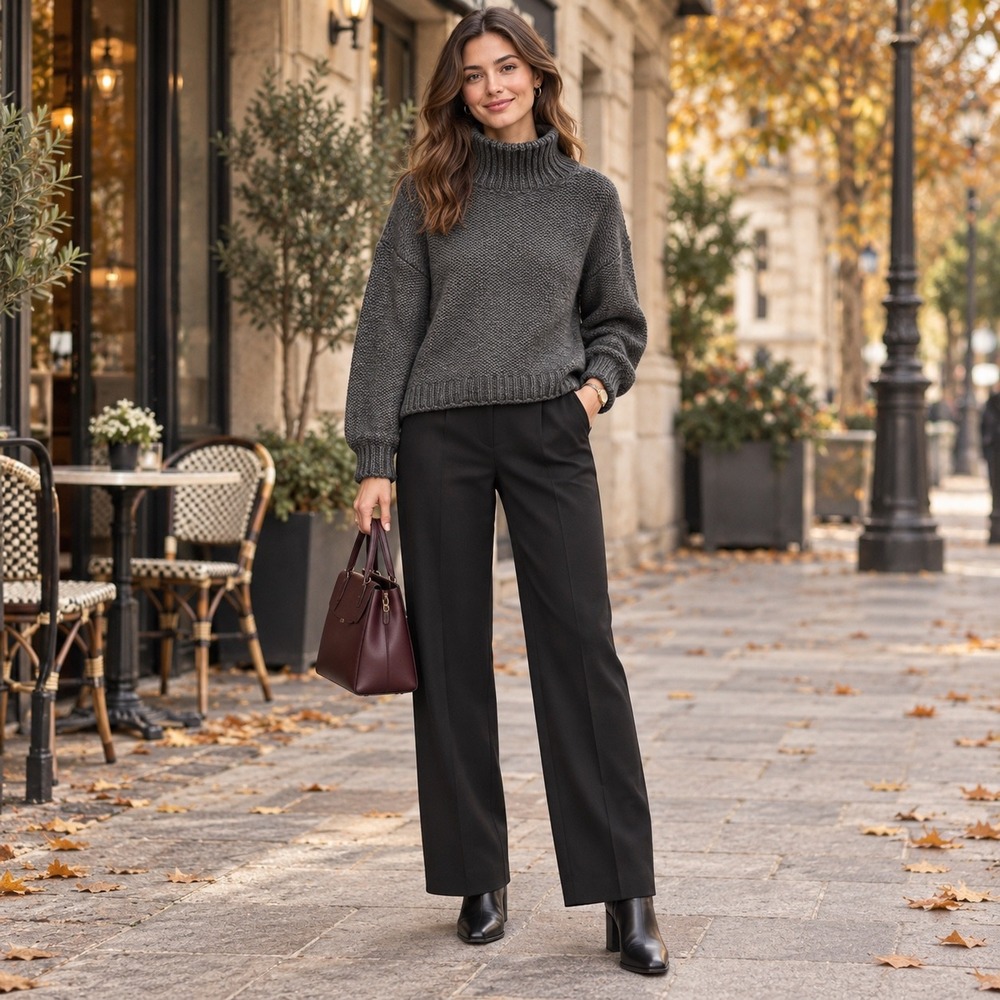 Anthropologie Lottie Turtleneck Sweater Charcoal Gray Wool Blend Chunky Knit S